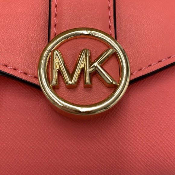 NWT MICHAEL KORS CARMEN MEDIUM FLAP BIFOLD WALLET GRAPEFRUIT COLOR - Picture 14 of 16